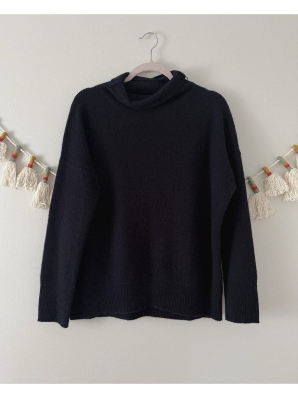 Vince Plush Cashmere Funnel Neck Sweater Coastal Blue Minimalist Relaxed $448 M